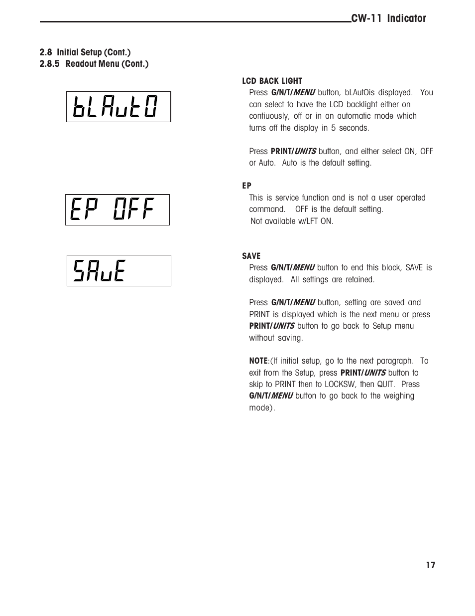 Cw-11 indicator | Ohaus CW-11 Indicator User Manual | Page 20 / 37