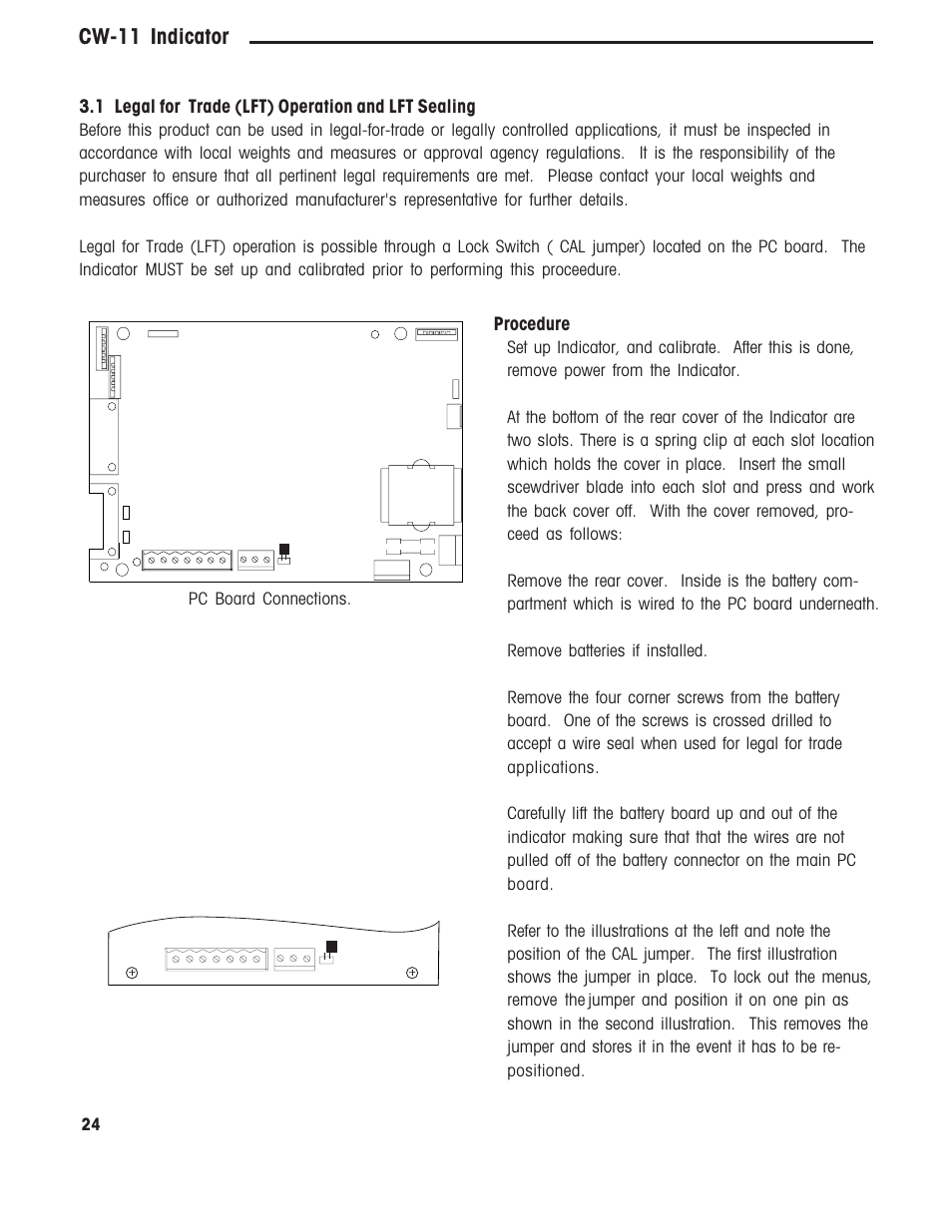 1 legal for trade (lft) operation and lft sealing, Cw-11 indicator, Procedure | Ohaus CW-11 Indicator User Manual | Page 27 / 37