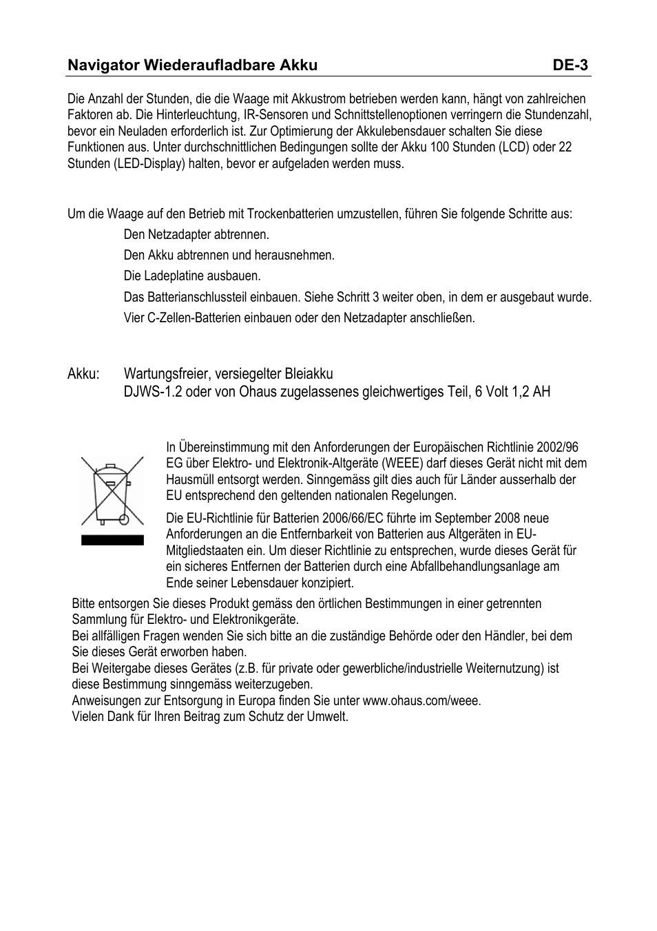 Ohaus NAVIGATOR NVT Rechargeable Battery Manual multi User Manual | Page 14 / 28