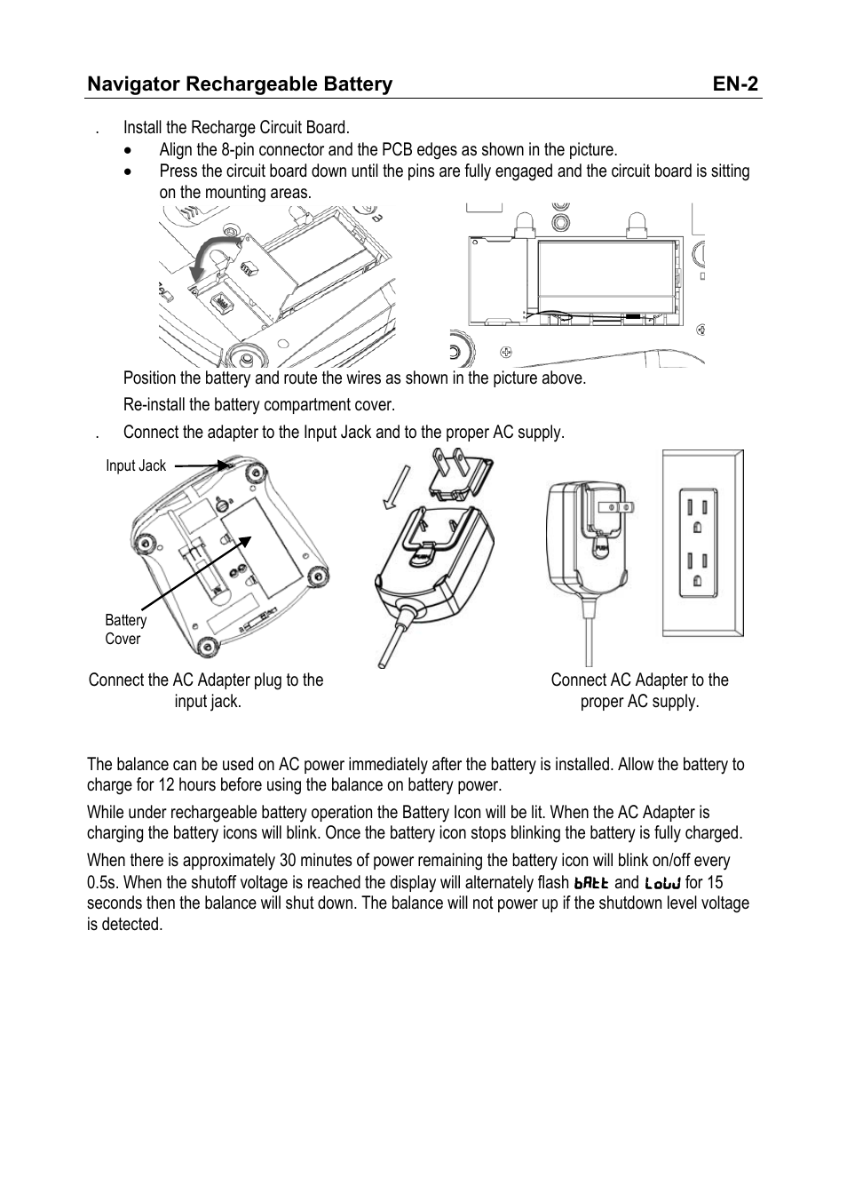 Ohaus NAVIGATOR NVT Rechargeable Battery Manual multi User Manual | Page 4 / 28