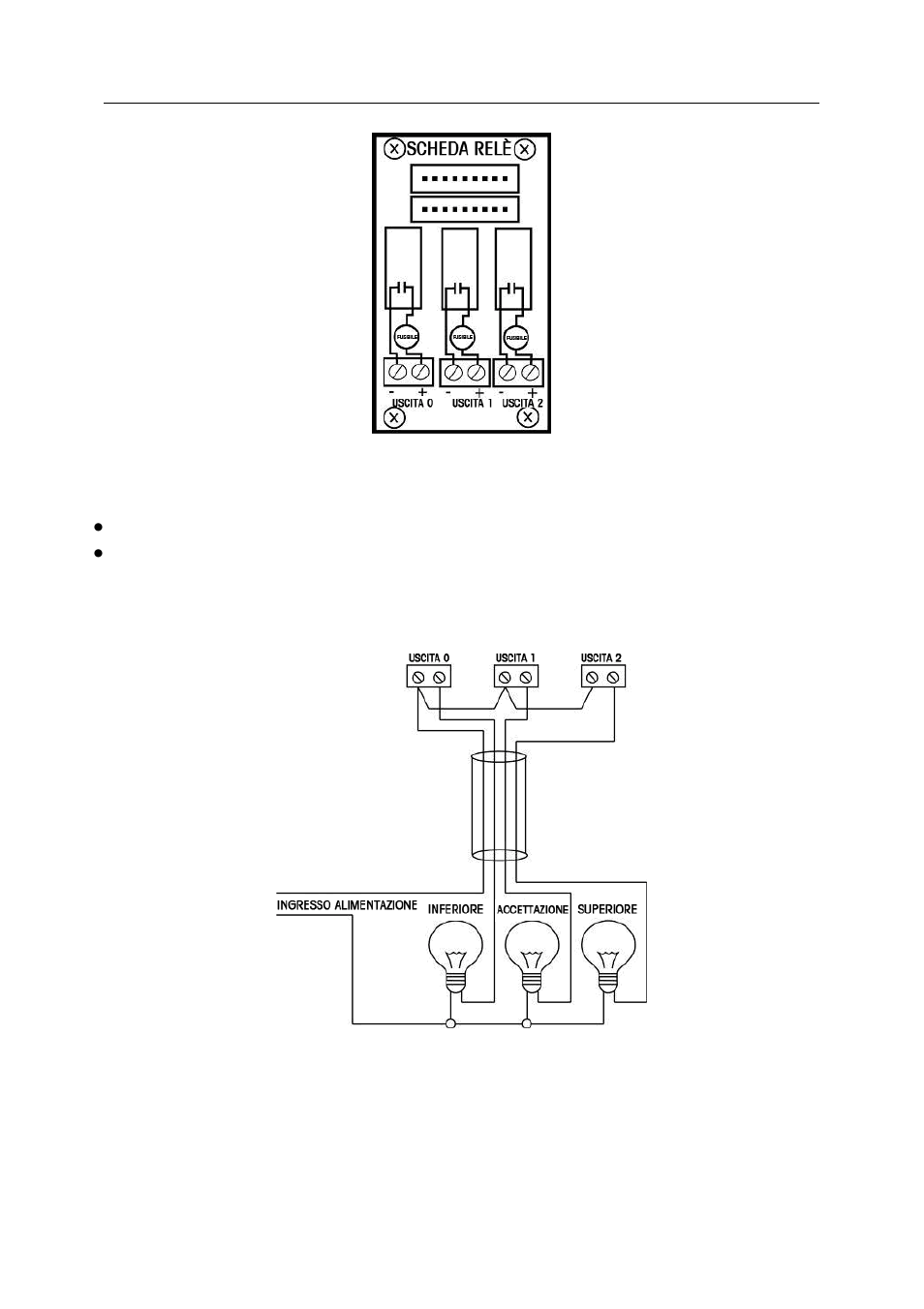 3 esempi di cablaggio del relé | Ohaus DEFENDER 5000 BENCH SCALES Relay Option Kit Manual multi User Manual | Page 54 / 64