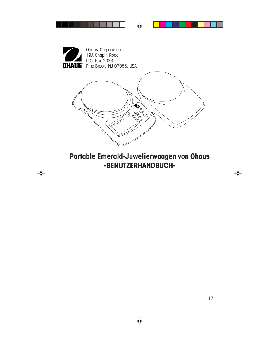 Ohaus JE HAND HELD JEWELRY SCALES Manual User Manual | Page 17 / 40