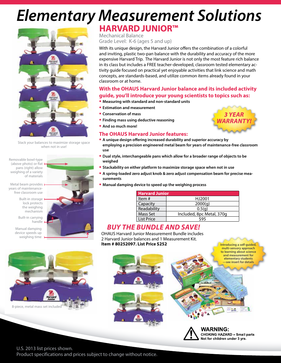 Elementary measurement solutions, Harvard junior, Buy the bundle and save | 3 year warranty | Ohaus Education Market Brochure User Manual | Page 2 / 16