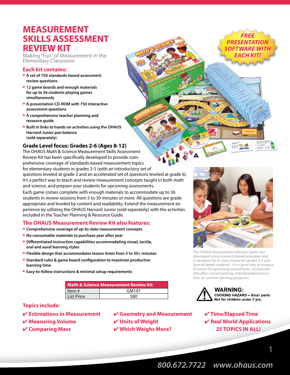 Measurement skills assessment review kit | Ohaus Education Market Brochure User Manual | Page 3 / 16