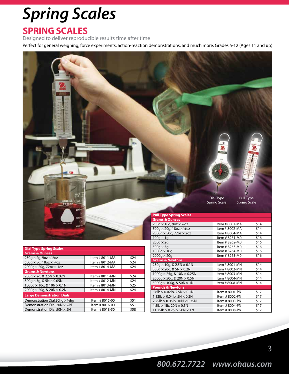 Spring scales | Ohaus Education Market Brochure User Manual | Page 5 / 16