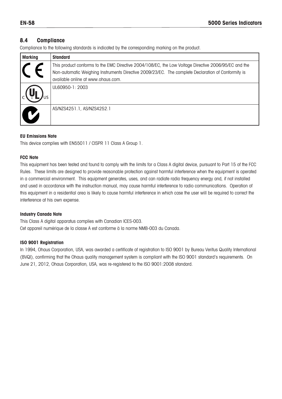 Ohaus DEFENDER 5000 BENCH SCALES Manual en User Manual | Page 60 / 64