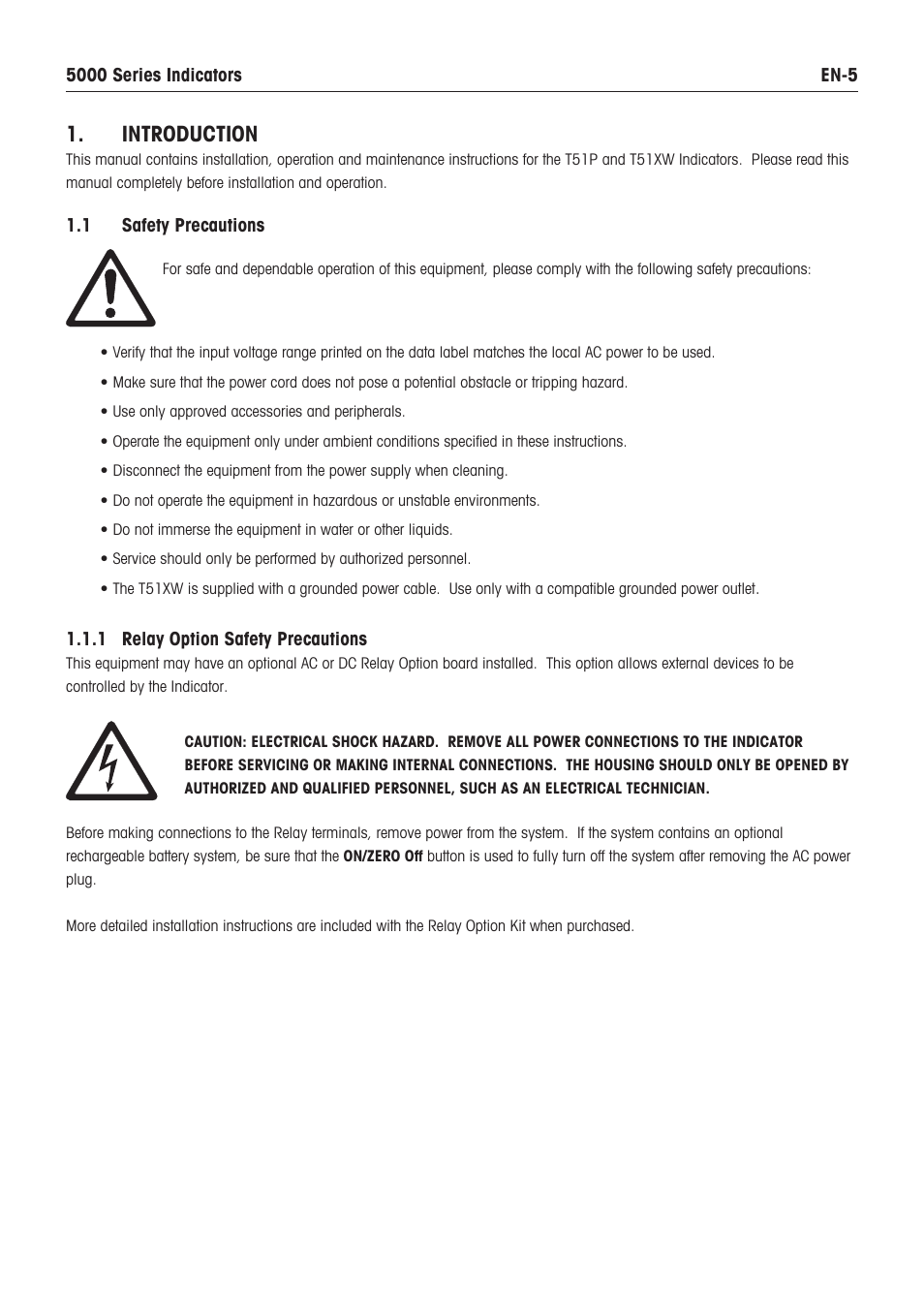 Introduction | Ohaus DEFENDER 5000 BENCH SCALES Manual en User Manual | Page 7 / 64