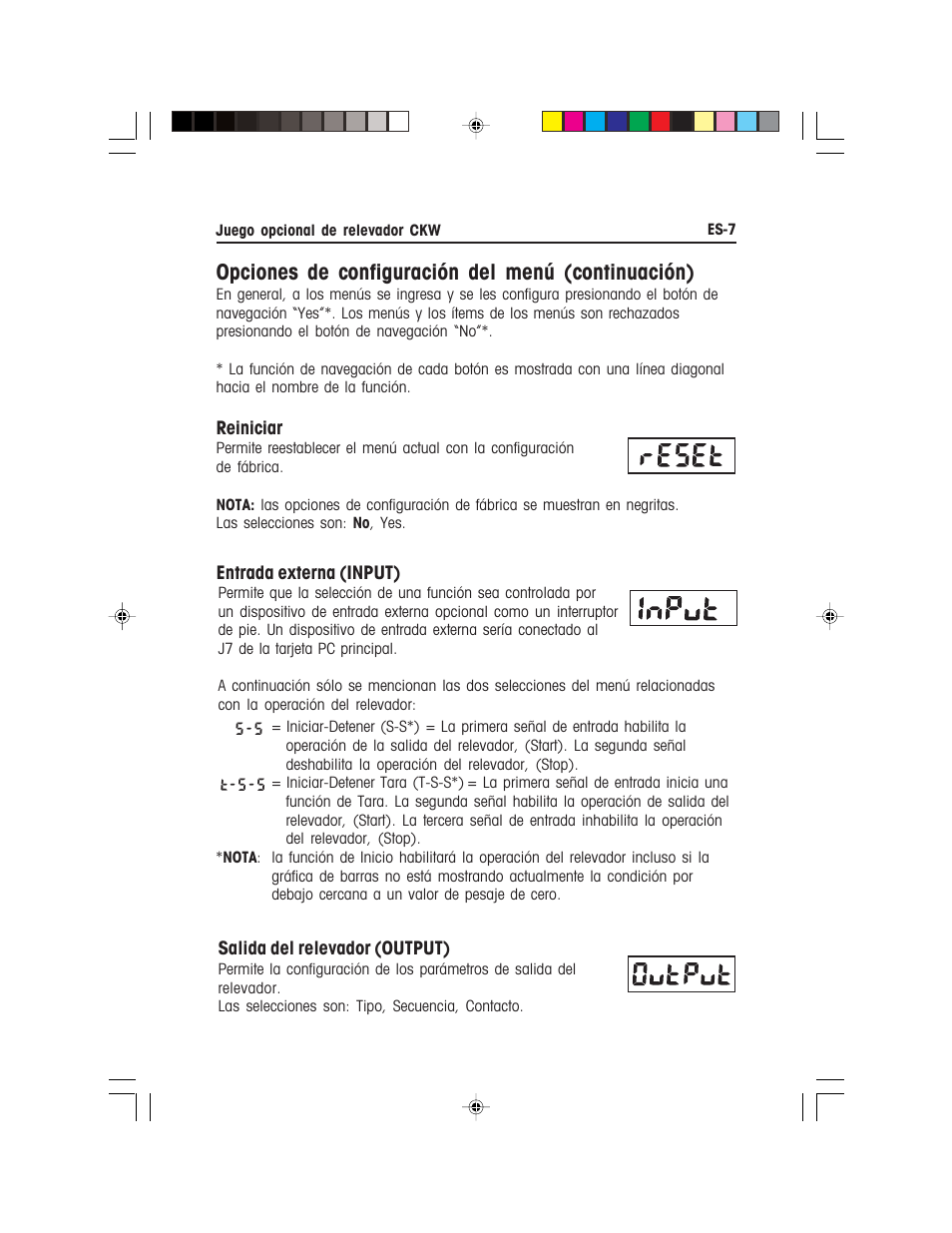 Opciones de configuración del menú (continuación) | Ohaus CKW WASHDOWN CHECKWEIGHING SCALES_INDICATOR Relay Option Kit Manual multi User Manual | Page 18 / 52