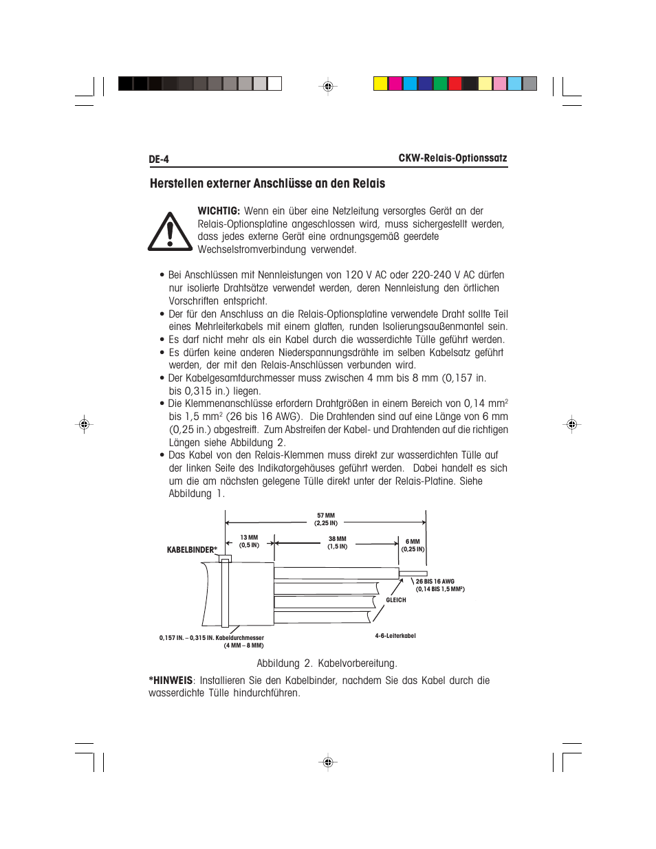 Herstellen externer anschlüsse an den relais | Ohaus CKW WASHDOWN CHECKWEIGHING SCALES_INDICATOR Relay Option Kit Manual multi User Manual | Page 35 / 52