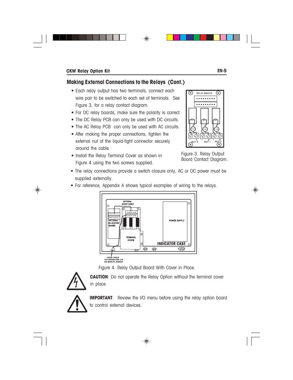 Making external connections to the relays (cont.) | Ohaus CKW WASHDOWN CHECKWEIGHING SCALES_INDICATOR Relay Option Kit Manual multi User Manual | Page 6 / 52