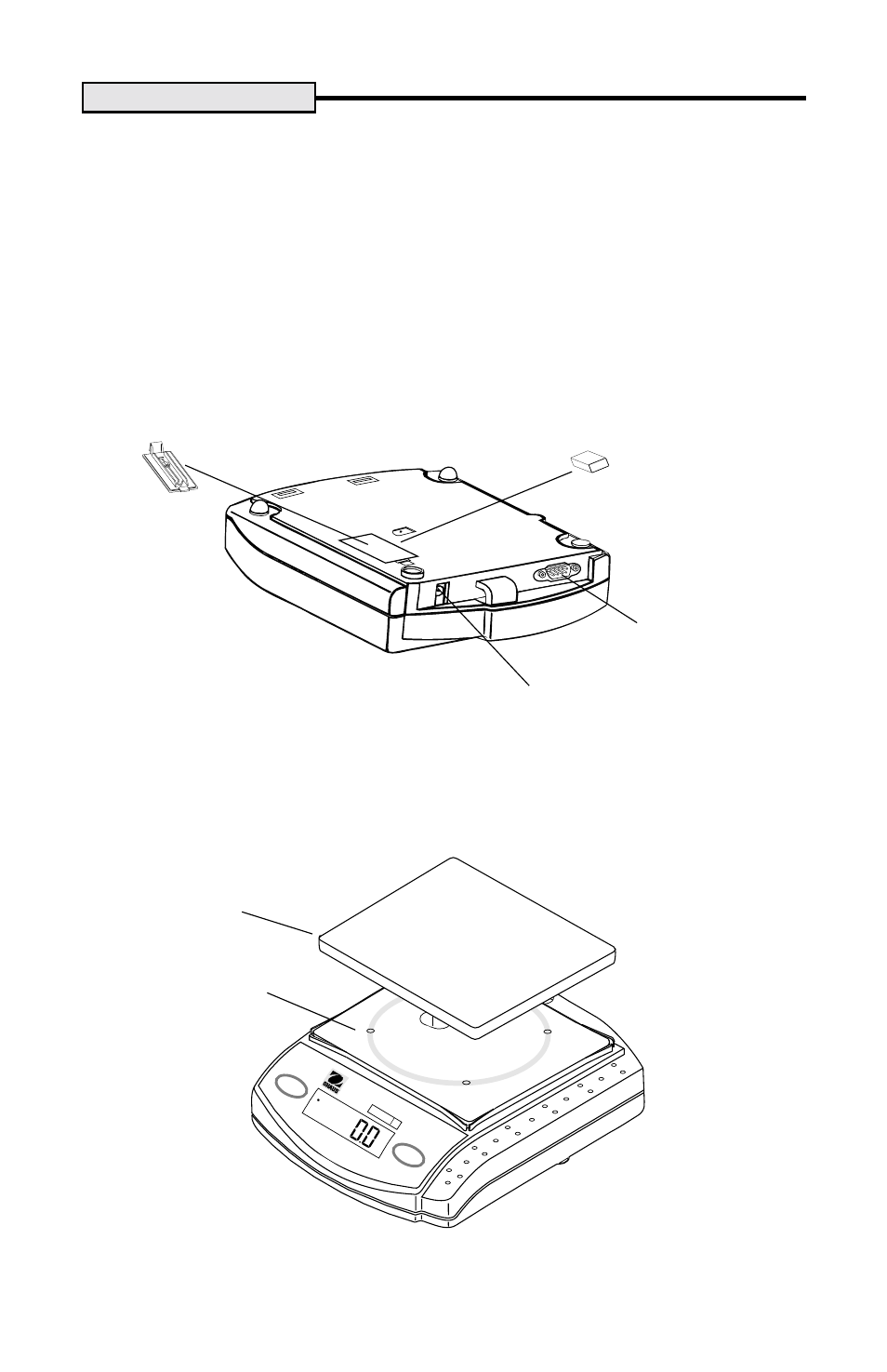 Installation, Power, Pan installation | Ohaus SRF0A0 Electronic Balance User Manual | Page 5 / 21