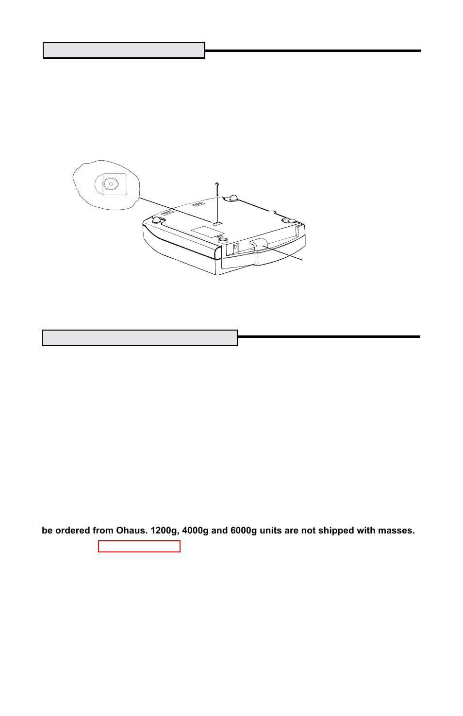 Weigh below hook, Security bracket, Important information | Installation (cont.) | Ohaus SRF0A0 Electronic Balance User Manual | Page 6 / 21