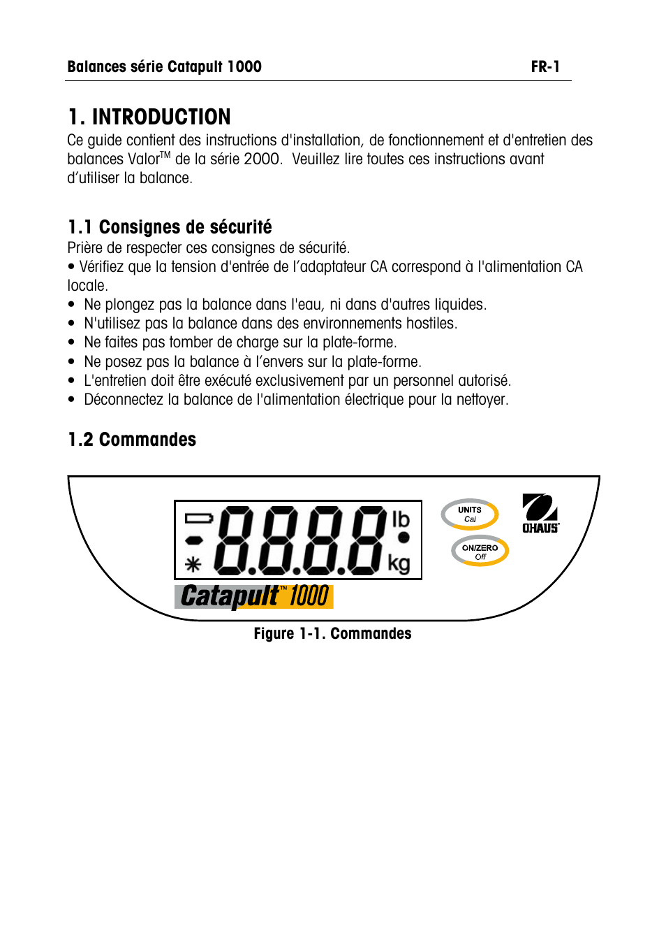 Catapult 1000 manual text- fr.pdf, Introduction | Ohaus CATAPULT 1000 SCALES Manual multi User Manual | Page 27 / 64