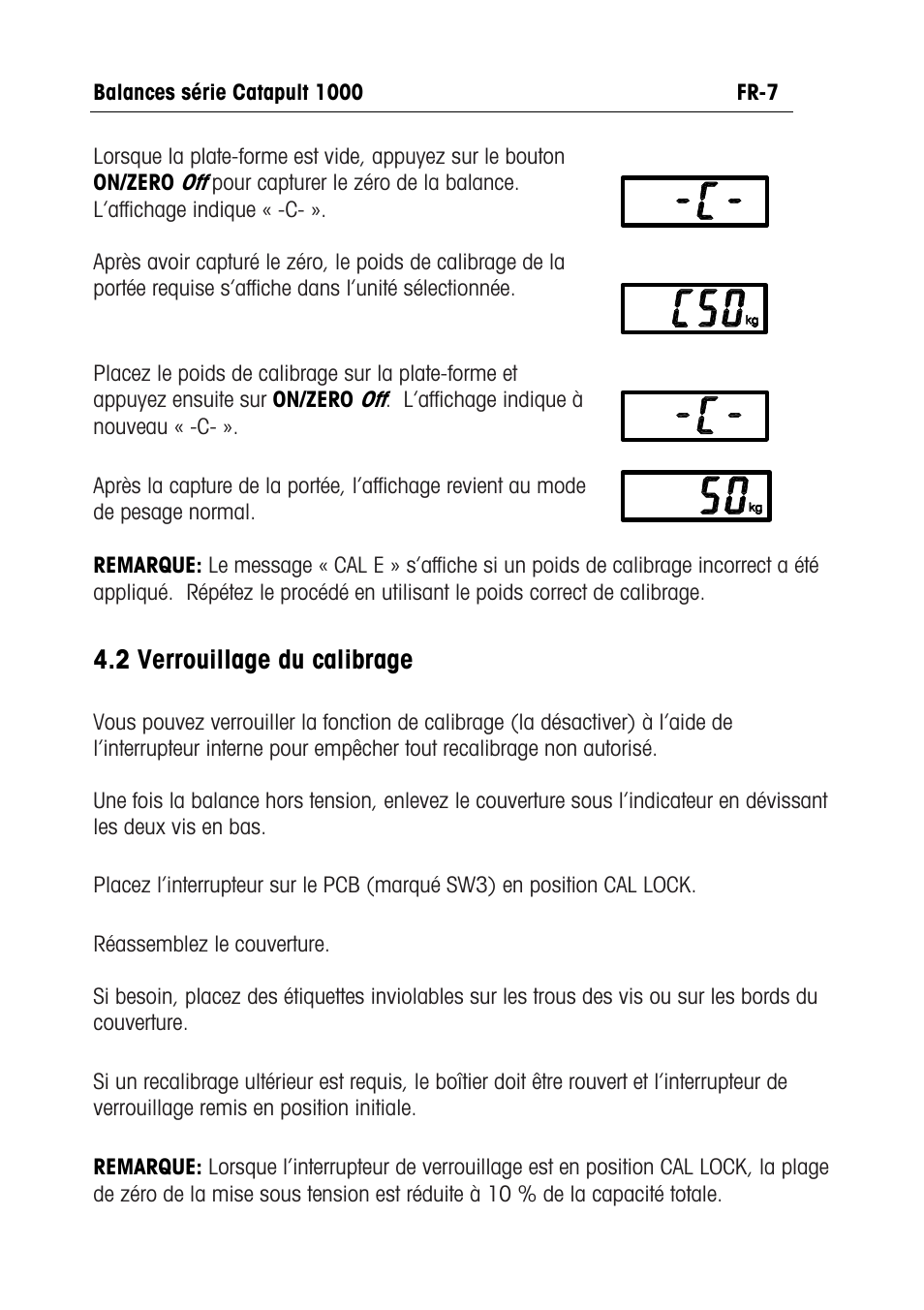 2 verrouillage du calibrage | Ohaus CATAPULT 1000 SCALES Manual multi User Manual | Page 33 / 64