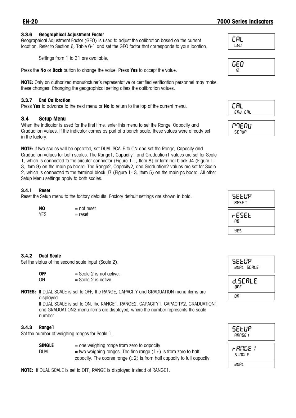 Mmenu, Setup, Reset | D.scale, Range1 | Ohaus DEFENDER 7000 BENCH SCALES Manual en User Manual | Page 22 / 78