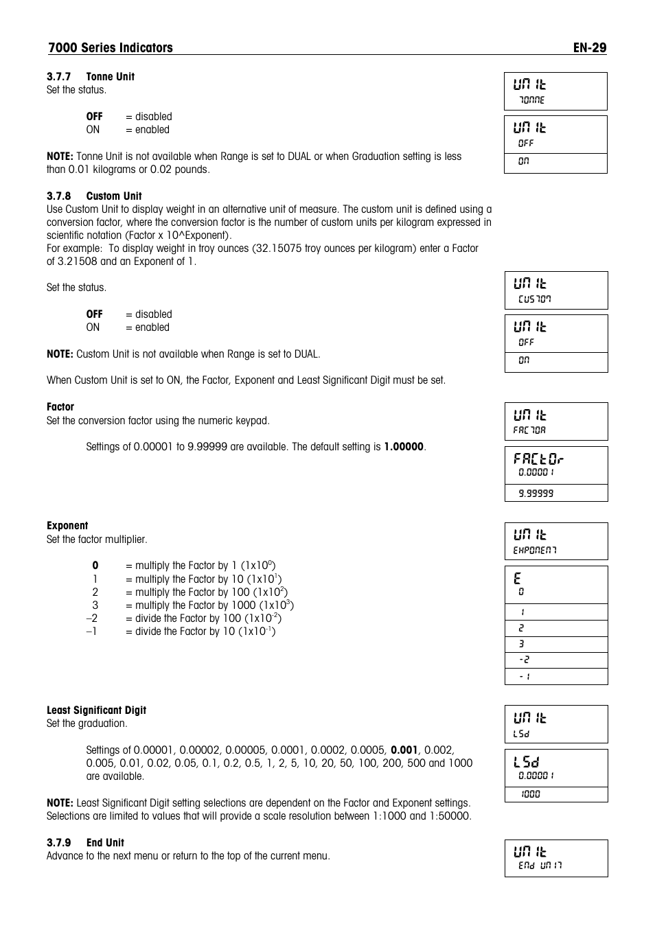 Unit, Factor | Ohaus DEFENDER 7000 BENCH SCALES Manual en User Manual | Page 31 / 78