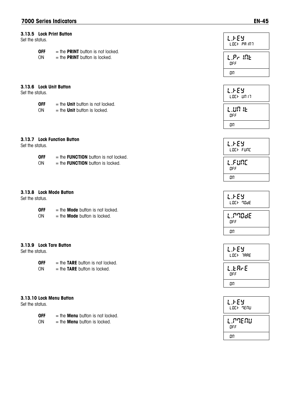 L.key, L.print, L.unit | L.func, L.mmode, L.tare, L.mmenu | Ohaus DEFENDER 7000 BENCH SCALES Manual en User Manual | Page 47 / 78