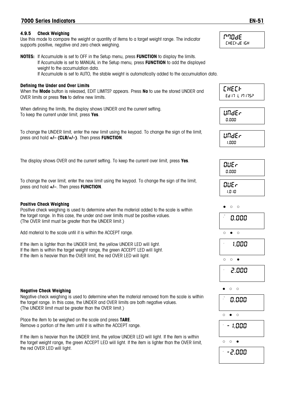 Mmode, Check, Under | Over | Ohaus DEFENDER 7000 BENCH SCALES Manual en User Manual | Page 53 / 78