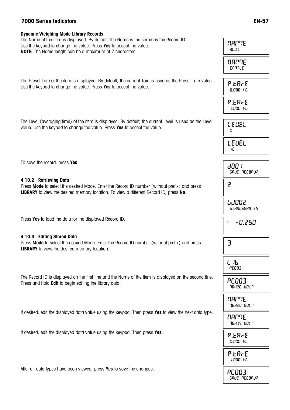 Ww002, Namme, P.tare | D001, Level, Pc003 | Ohaus DEFENDER 7000 BENCH SCALES Manual en User Manual | Page 59 / 78
