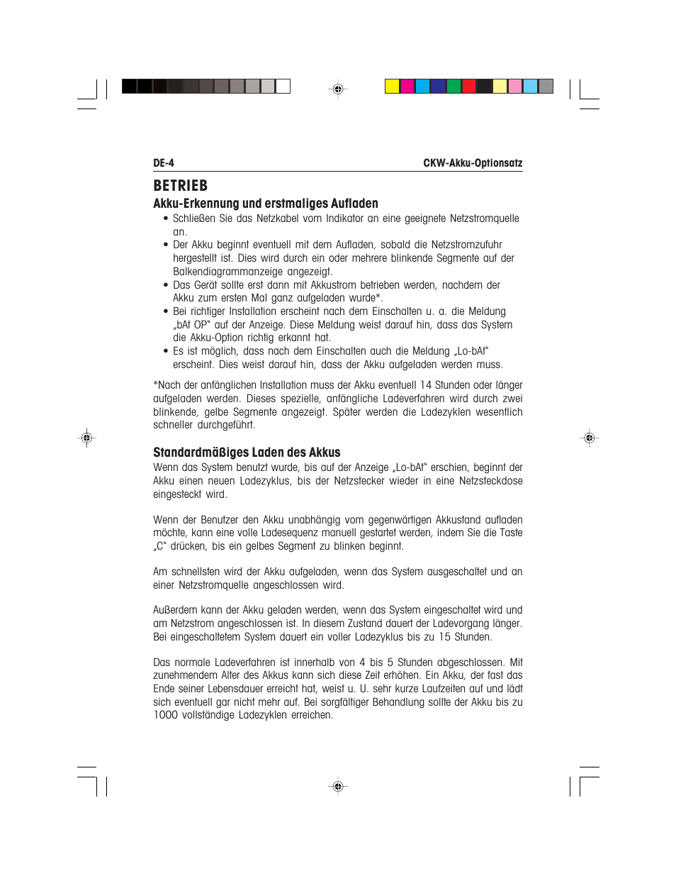 Betrieb | Ohaus CKW WASHDOWN CHECKWEIGHING SCALES_INDICATOR Battery Option Kit Manual multi User Manual | Page 33 / 48