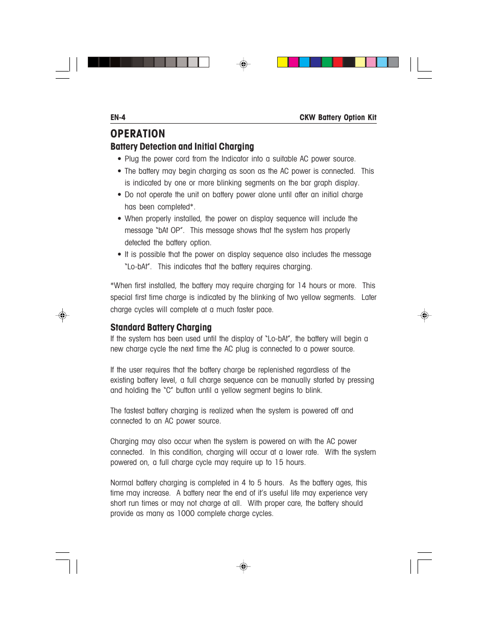 Operation | Ohaus CKW WASHDOWN CHECKWEIGHING SCALES_INDICATOR Battery Option Kit Manual multi User Manual | Page 6 / 48