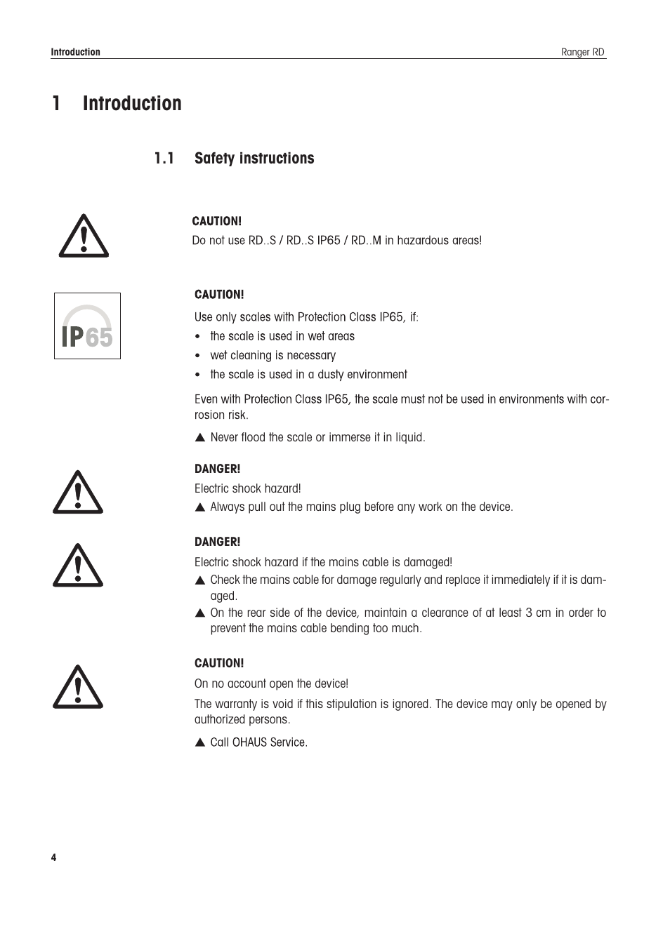 Ntroduction, 3afety | Ohaus RANGER COMPACT HIGH RESOLUTION SCALES Manual en User Manual | Page 4 / 54