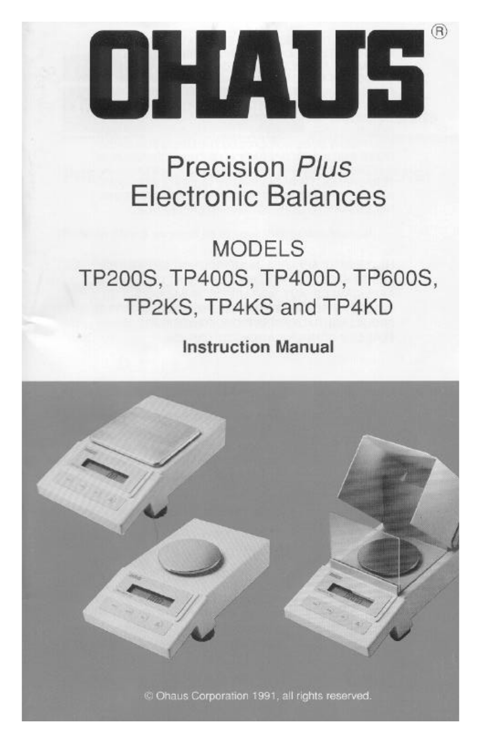 Ohaus TP Series Electronic Balance User Manual | 116 pages