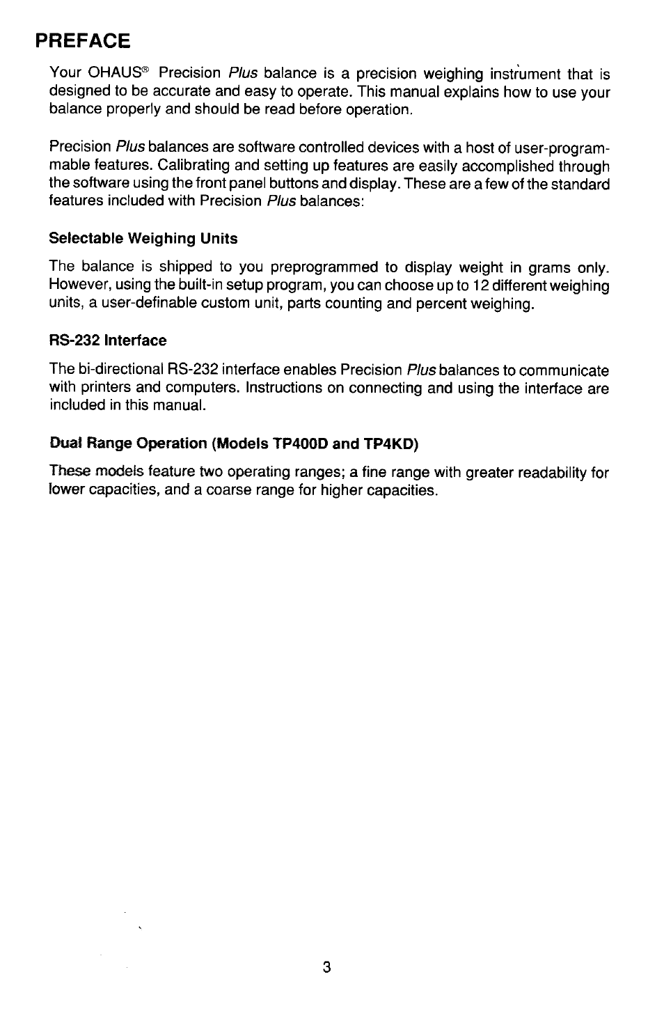 Ohaus TP Series Electronic Balance User Manual | Page 3 / 116