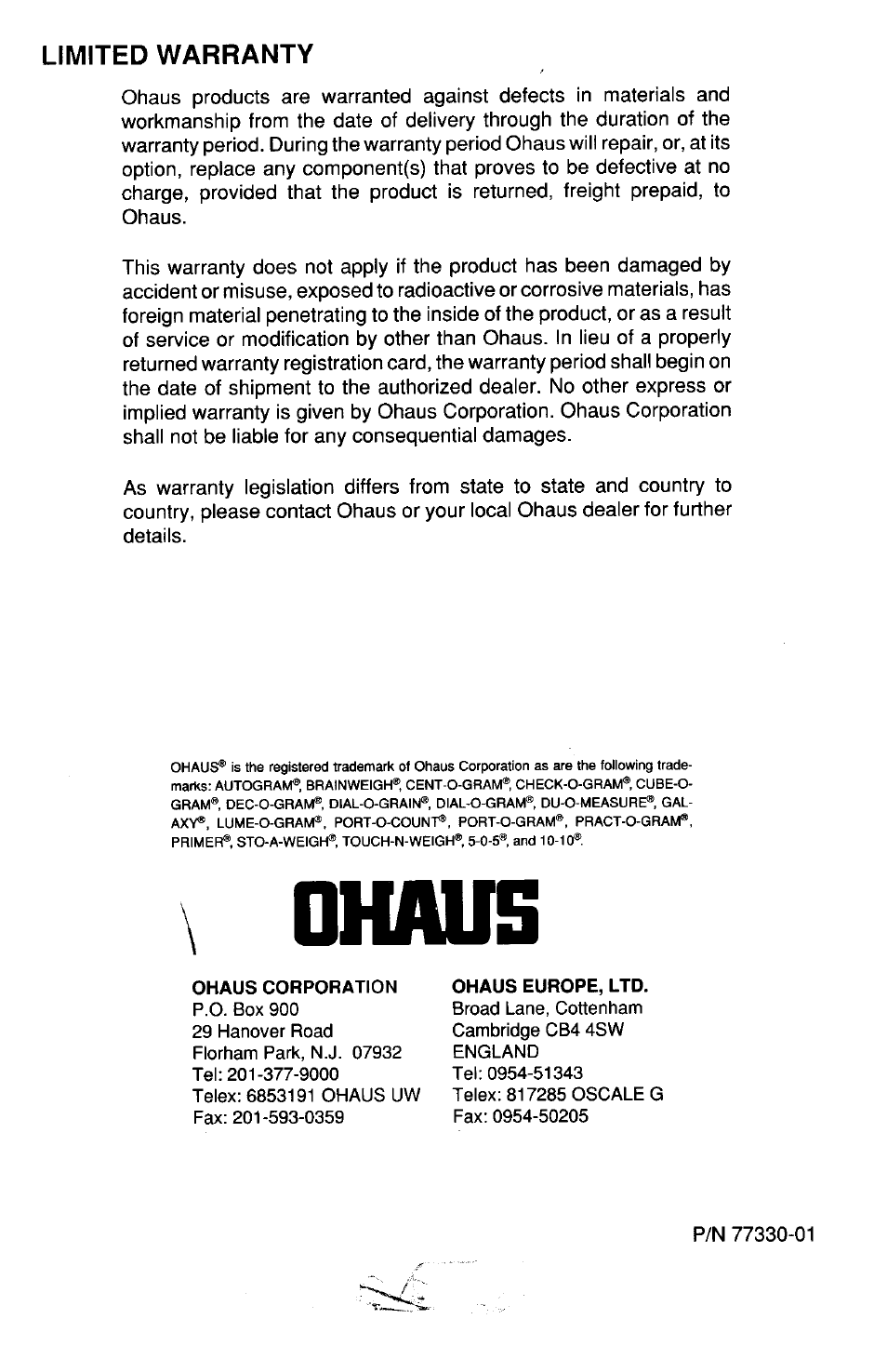 Ohaus TP Series Electronic Balance User Manual | Page 52 / 116
