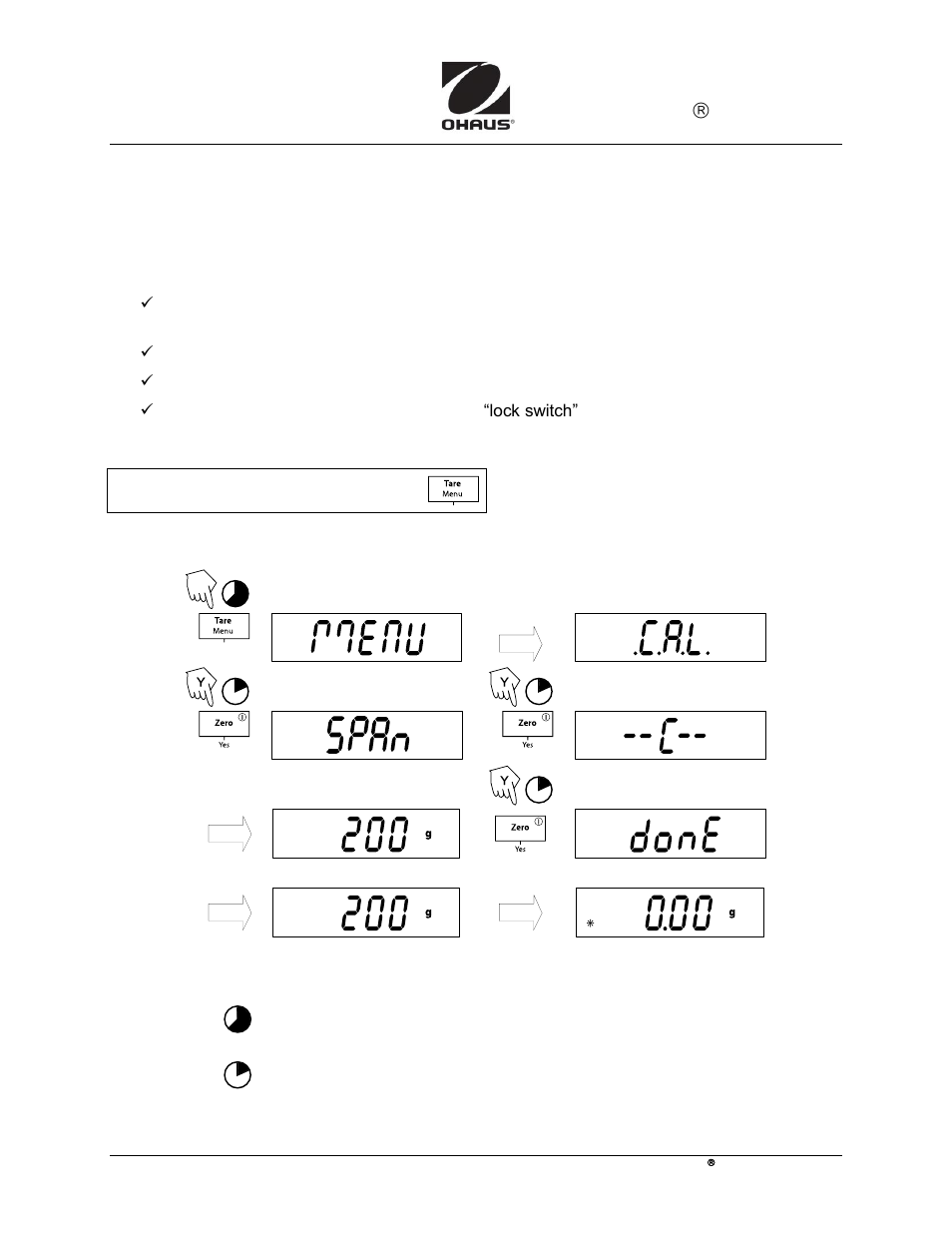 Ohaus NAVIGATOR NVT Calibration Guide User Manual | 2 pages