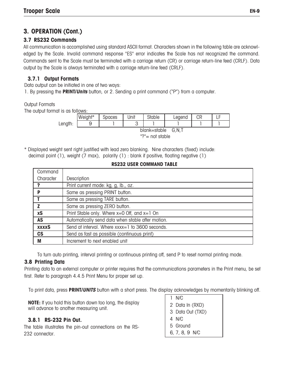 Trooper scale, Operation (cont.) | Ohaus TROOPER COMPACT SCALES Manual multi User Manual | Page 15 / 112