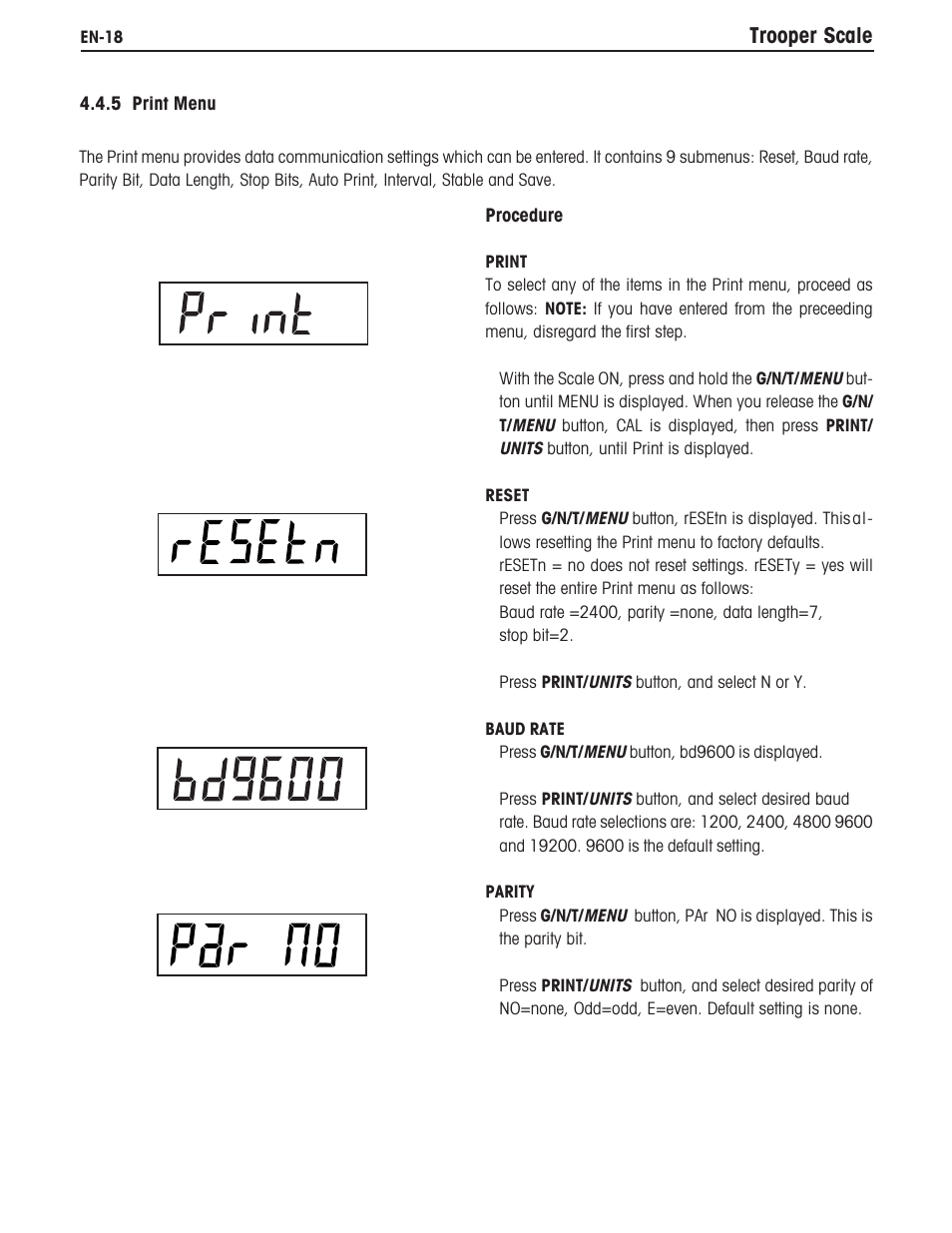 Trooper scale | Ohaus TROOPER COMPACT SCALES Manual multi User Manual | Page 24 / 112