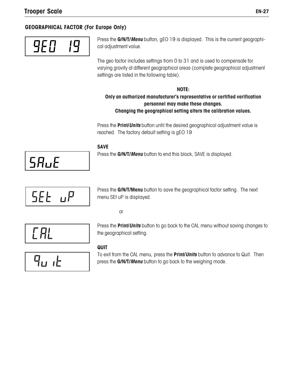 Trooper scale | Ohaus TROOPER COMPACT SCALES Manual multi User Manual | Page 33 / 112