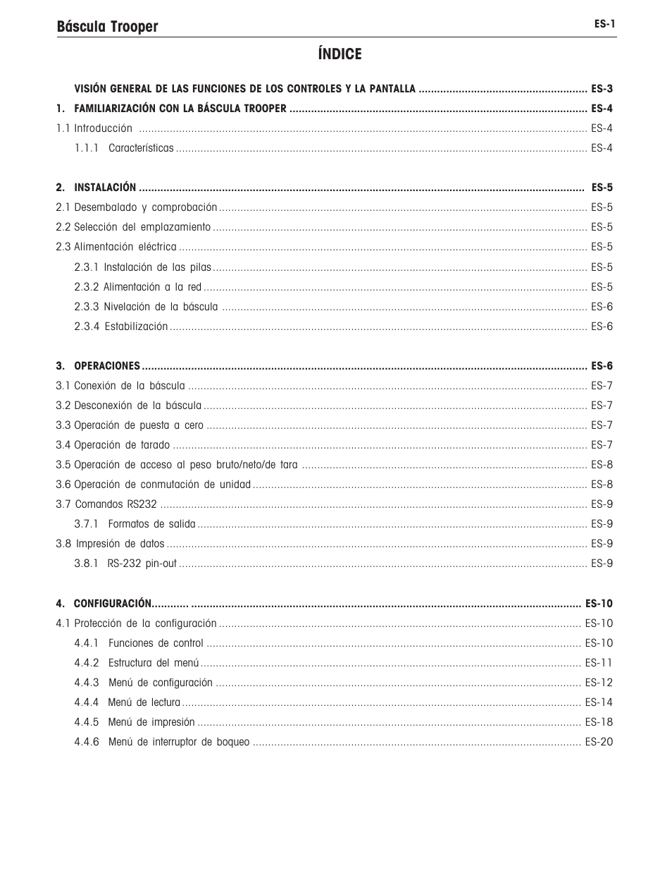 Báscula trooper índice | Ohaus TROOPER COMPACT SCALES Manual multi User Manual | Page 41 / 112