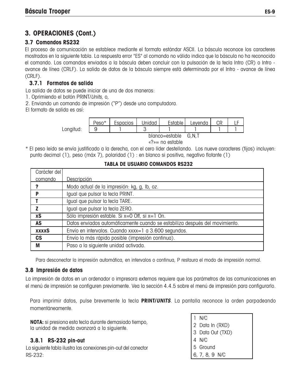 Báscula trooper, Operaciones (cont.) | Ohaus TROOPER COMPACT SCALES Manual multi User Manual | Page 49 / 112