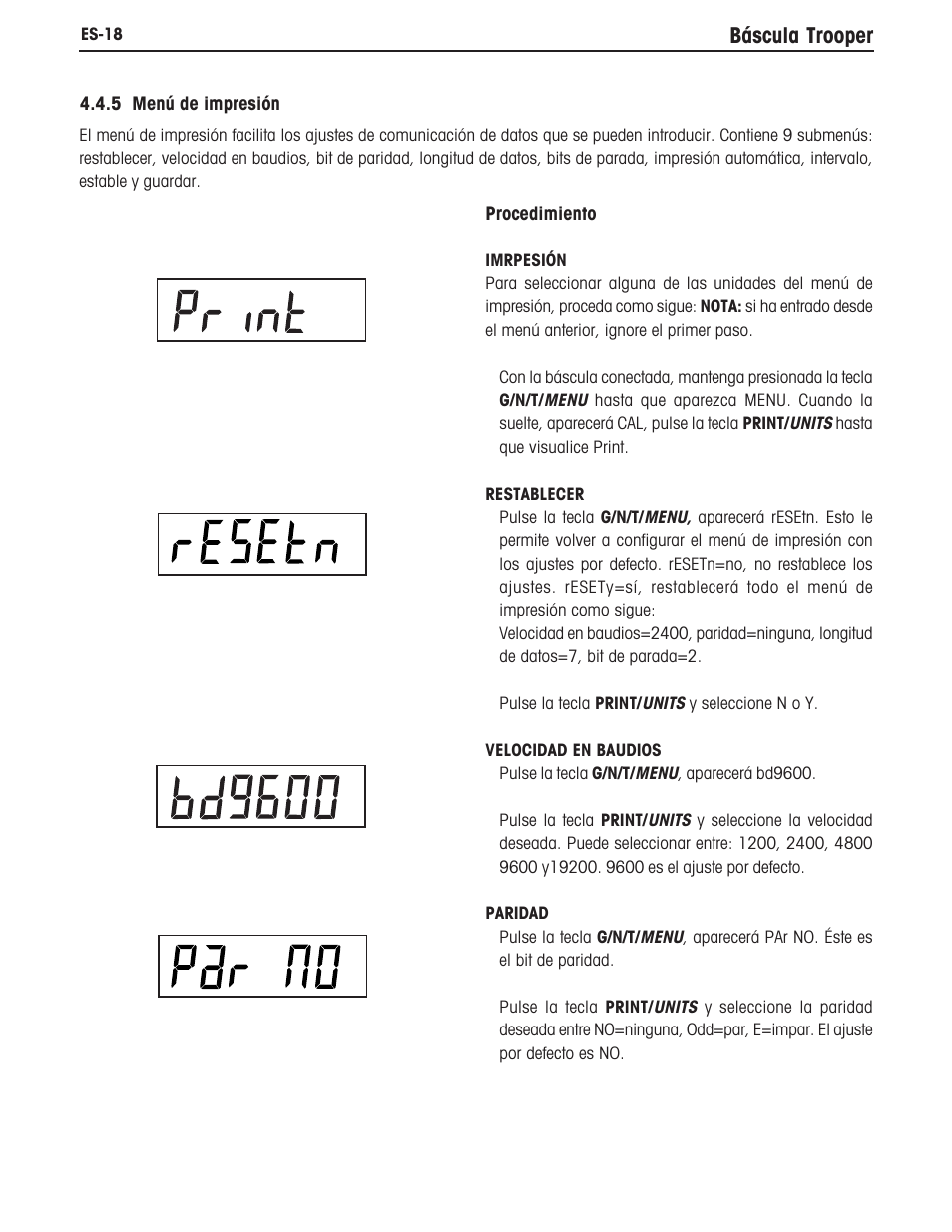 Báscula trooper | Ohaus TROOPER COMPACT SCALES Manual multi User Manual | Page 58 / 112