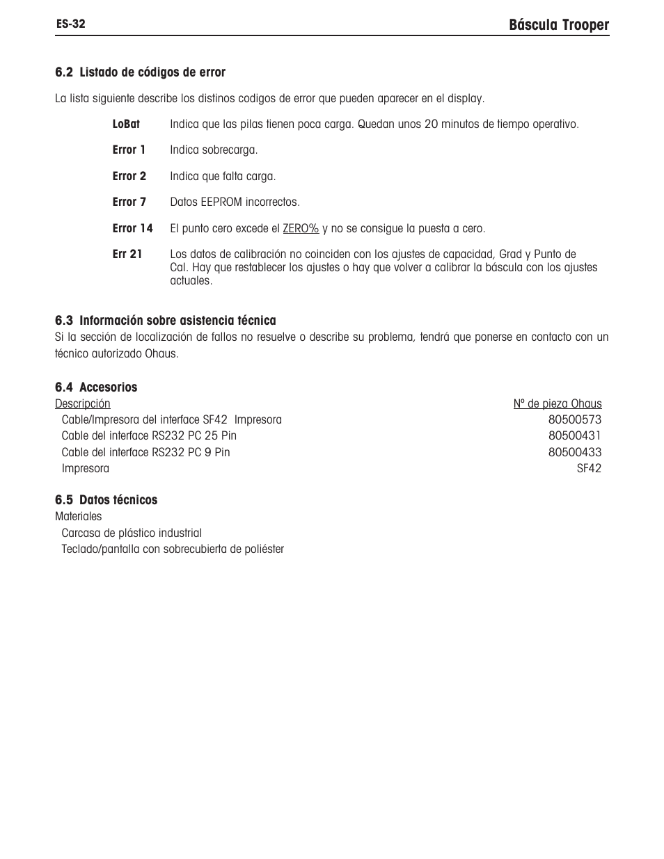 Báscula trooper | Ohaus TROOPER COMPACT SCALES Manual multi User Manual | Page 72 / 112