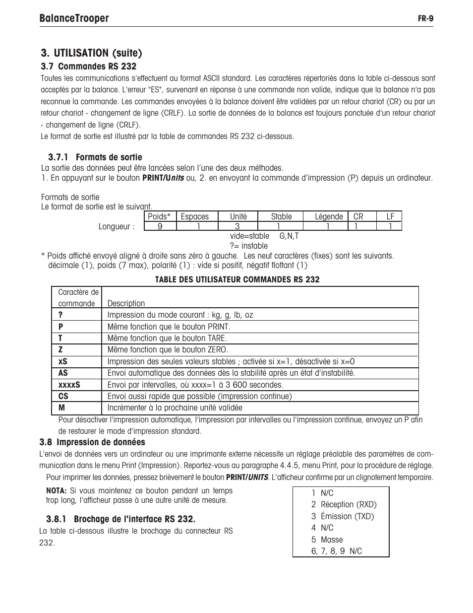 Balancetrooper, Utilisation (suite) | Ohaus TROOPER COMPACT SCALES Manual multi User Manual | Page 83 / 112