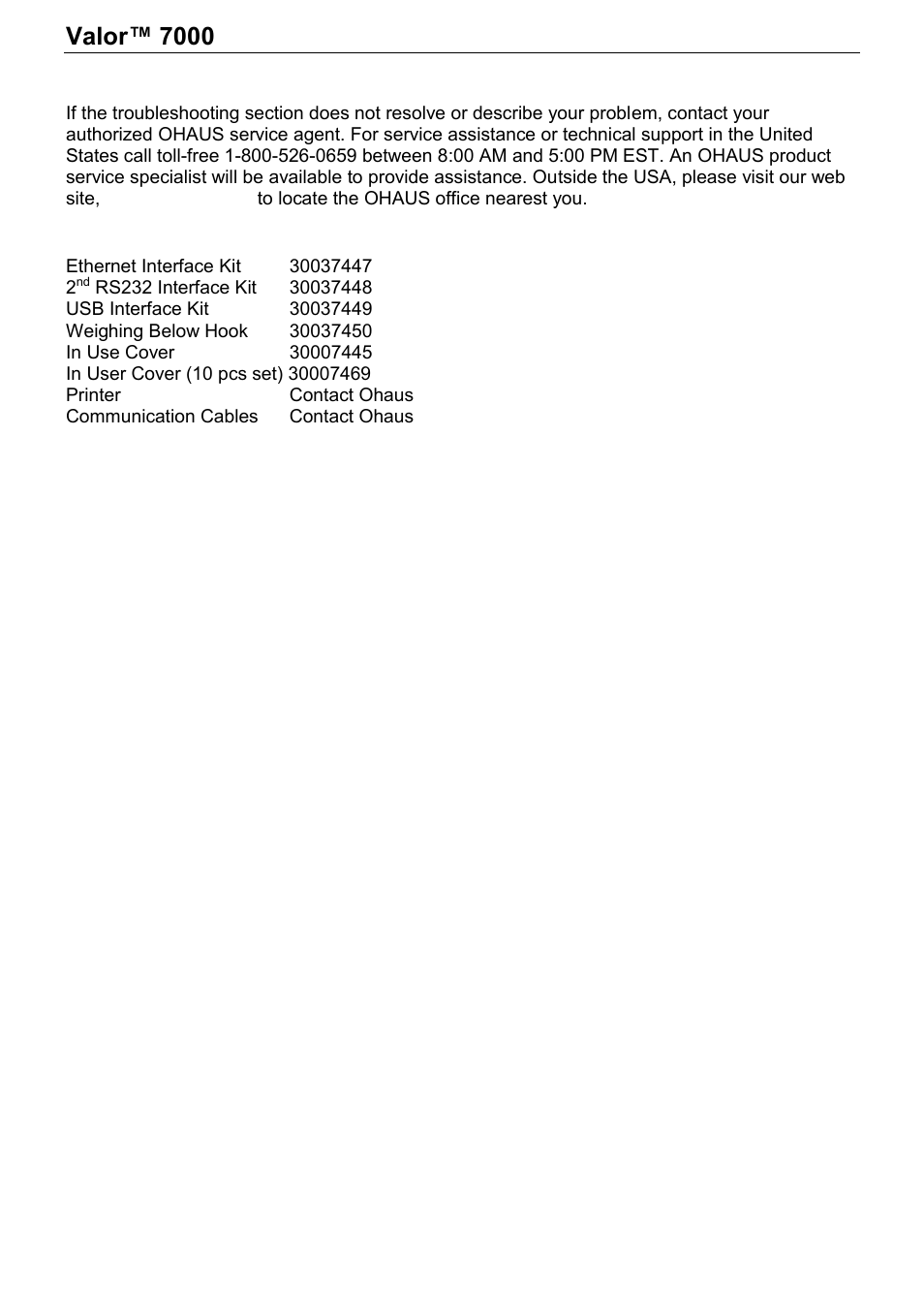 Valor™ 7000, Series en-29 | Ohaus Valor 7000 Series COMPACT FOOD SCALES Manual User Manual | Page 31 / 40
