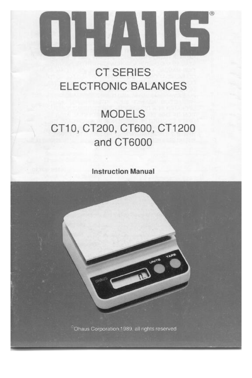 Ohaus CT Series ELECTRONIC BALANCE User Manual | 145 pages