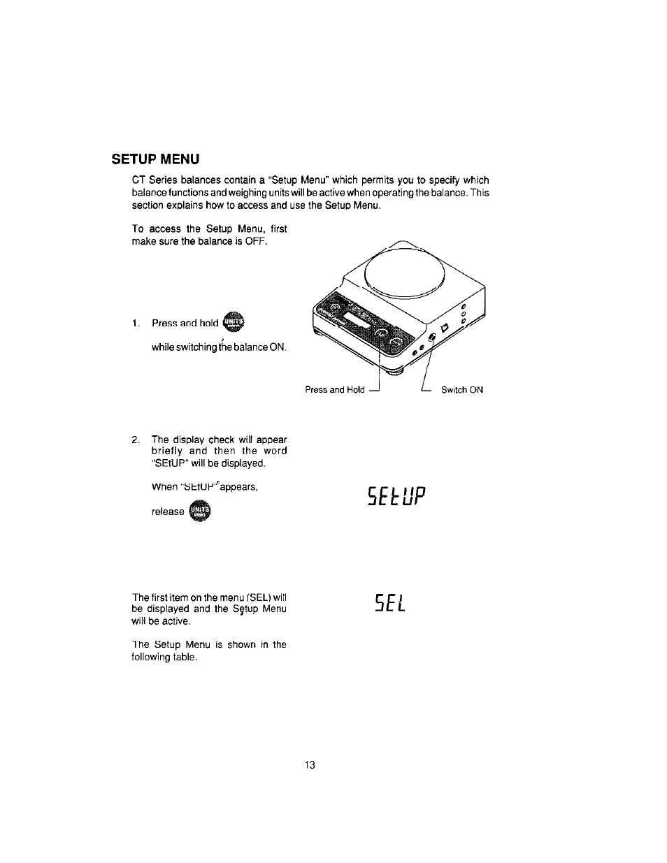 Setup menu | Ohaus CT Series ELECTRONIC BALANCE User Manual | Page 101 / 145