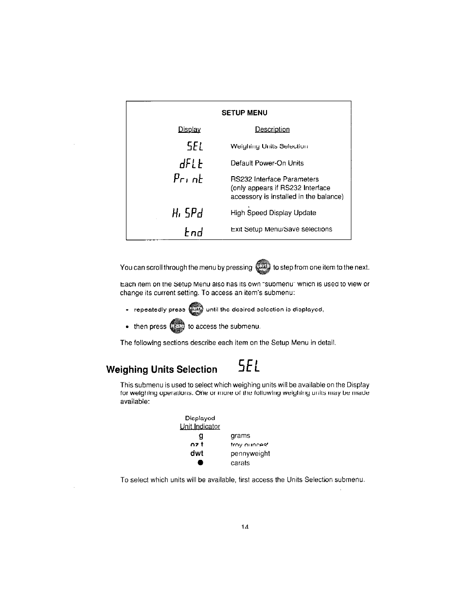 Weighing units selection | Ohaus CT Series ELECTRONIC BALANCE User Manual | Page 102 / 145