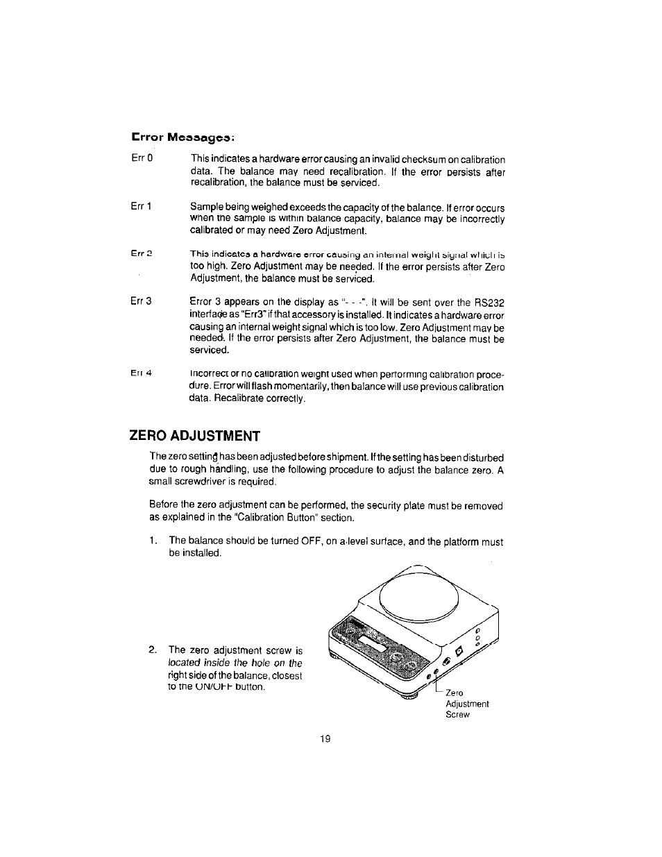 Zero adjustment | Ohaus CT Series ELECTRONIC BALANCE User Manual | Page 108 / 145