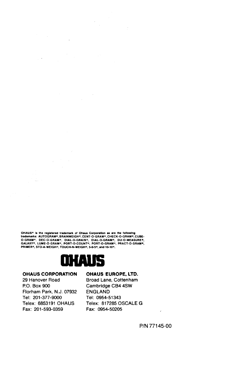 Ohaus CT Series ELECTRONIC BALANCE User Manual | Page 31 / 145