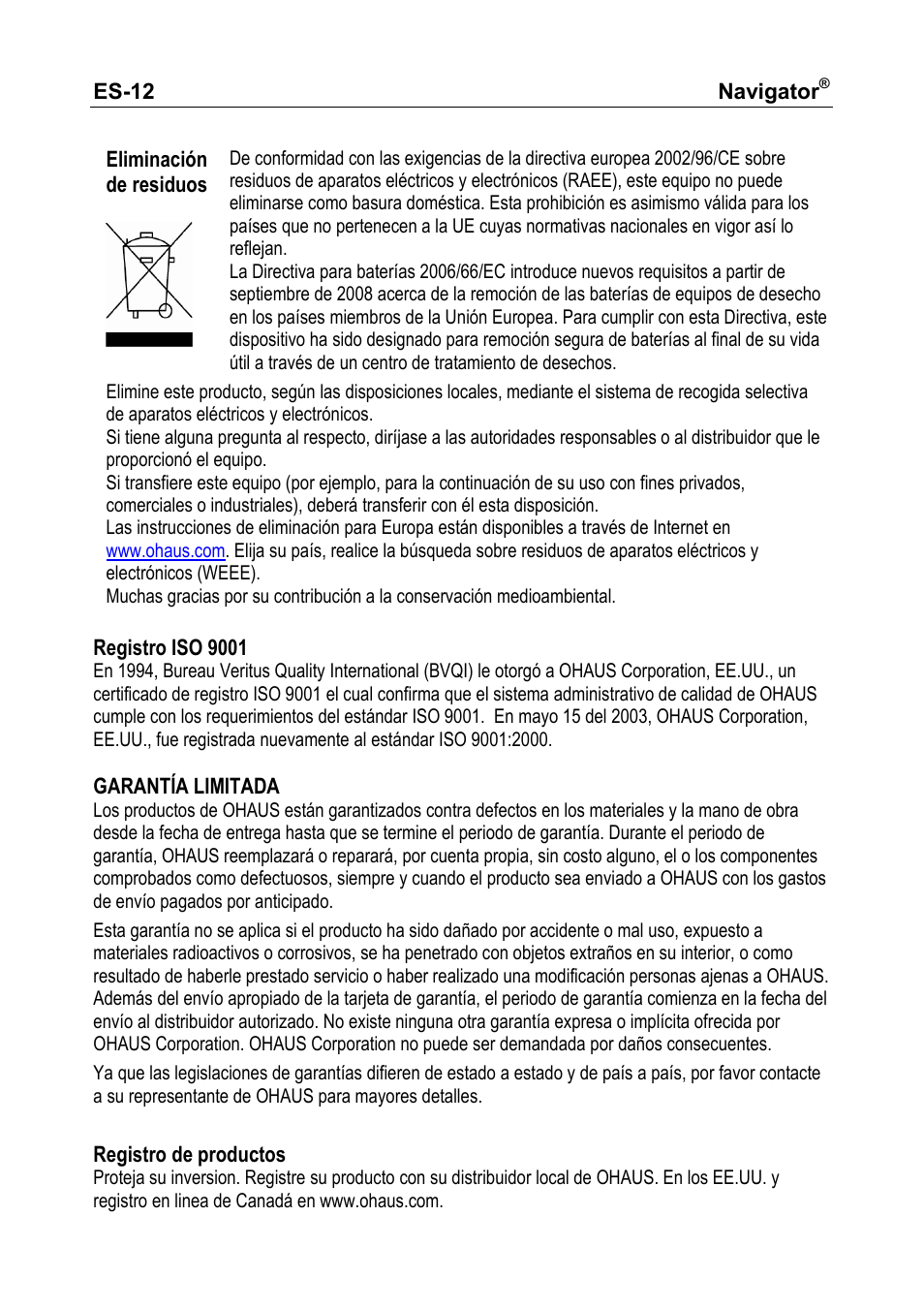 Ohaus NAVIGATOR NVT User Manual | Page 26 / 64