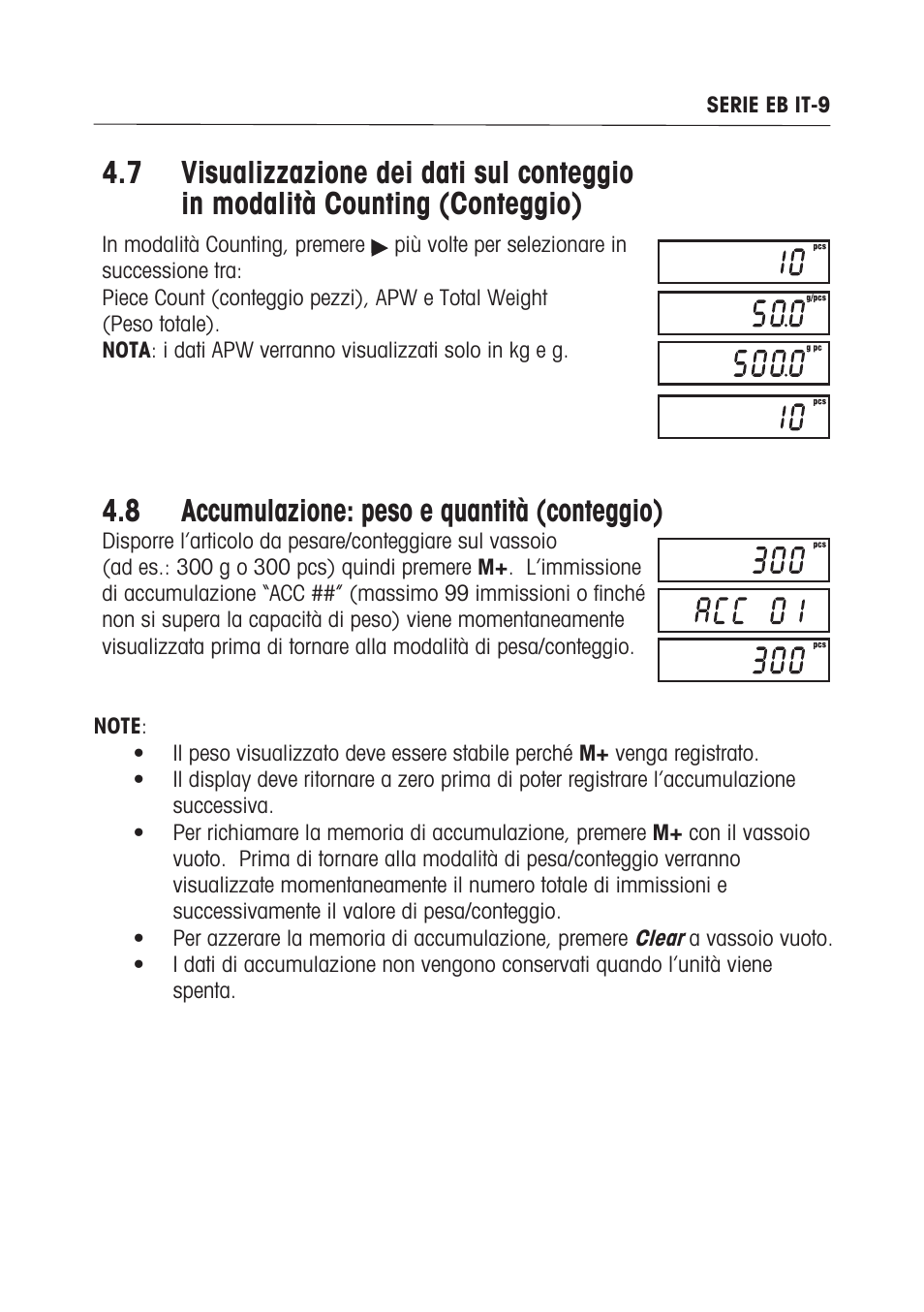 8 accumulazione: peso e quantità (conteggio) | Ohaus EB COMPACT SCALES Manual multi User Manual | Page 71 / 80