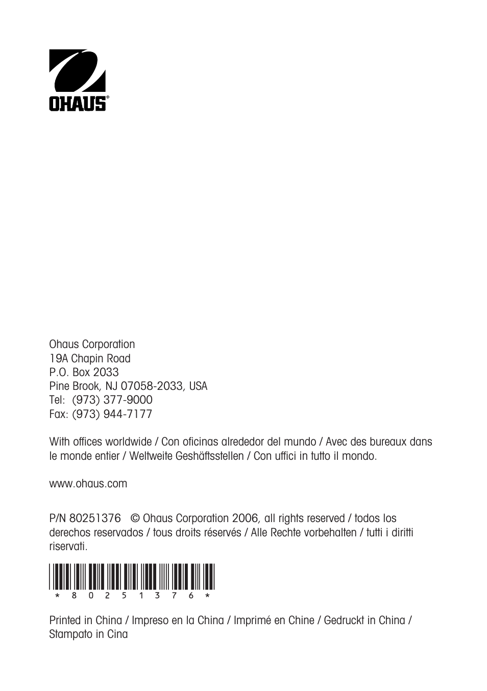 Ohaus EB COMPACT SCALES Manual multi User Manual | Page 80 / 80