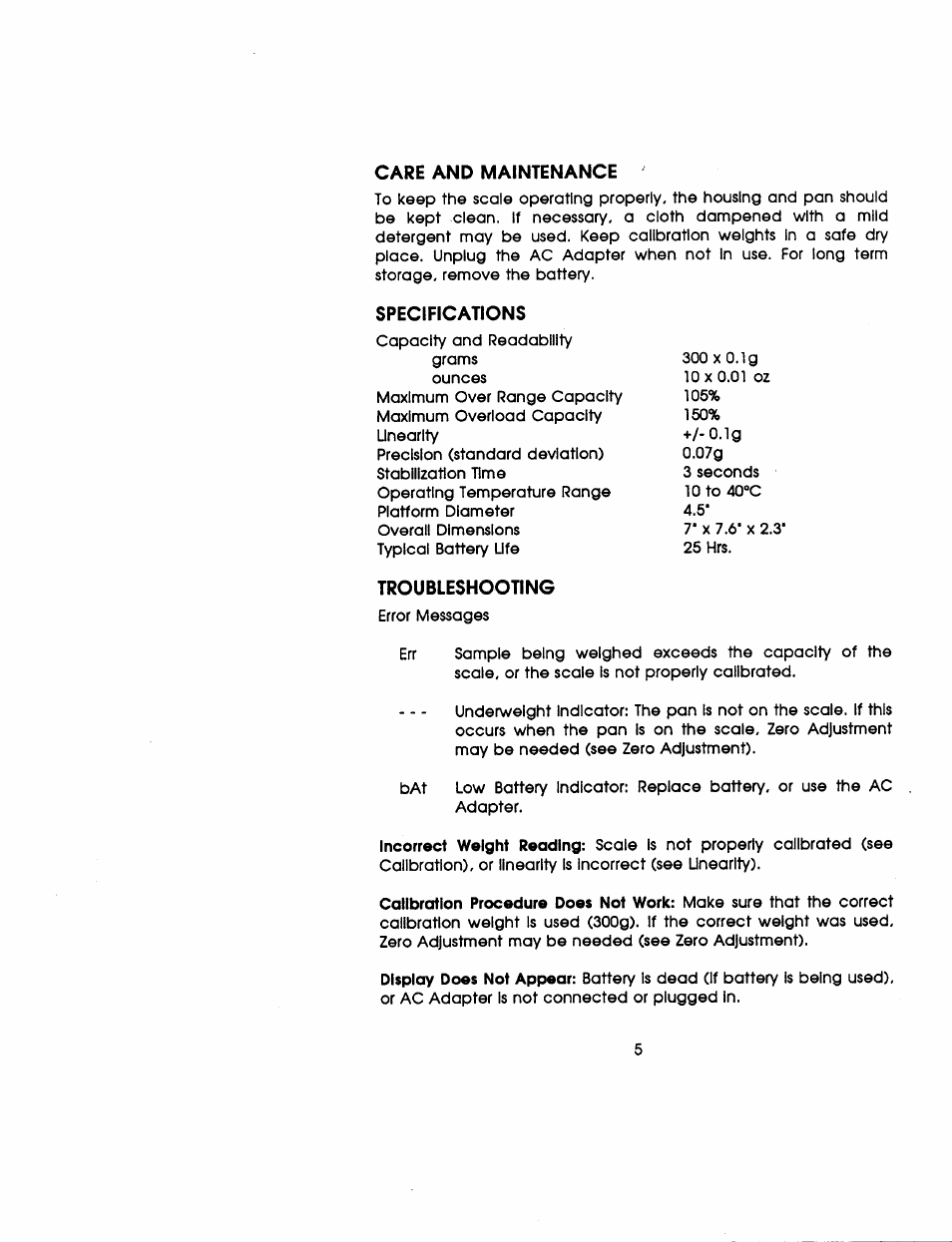 Ohaus C 305 ELECTRONIC BALANCE User Manual | Page 6 / 64