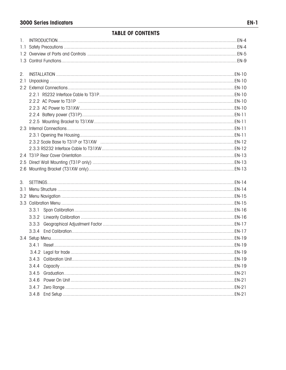 Ohaus T31XW Indicator Manual en User Manual | Page 3 / 46