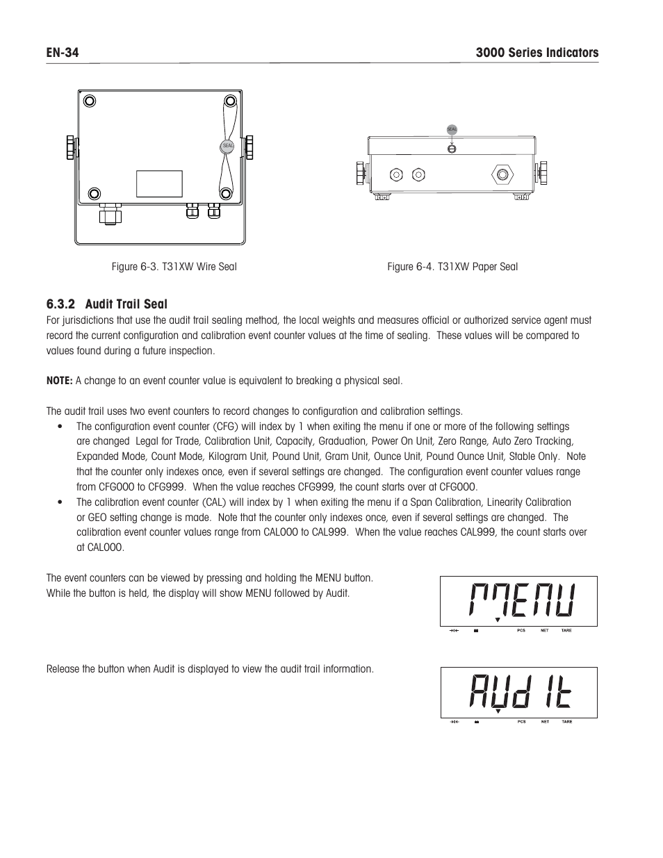 2 audit trail seal | Ohaus T31XW Indicator Manual en User Manual | Page 36 / 46